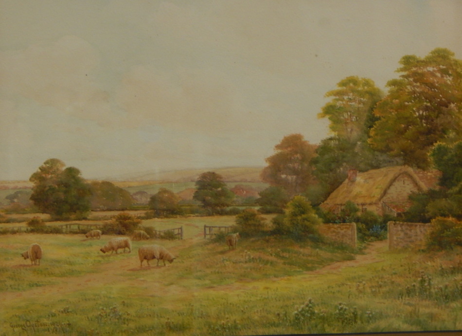 Appraisal: George Oyston - Rural landscape with thatched cottage watercolour signed