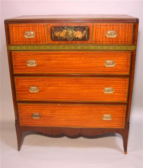 Appraisal: JOHN WIDDICOMB CLASSICAL PAINTED CHEST The rectangular top over four