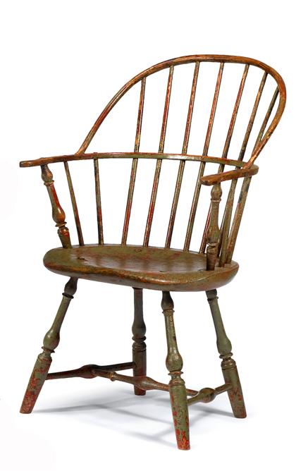 Appraisal: Painted sack back Windsor armchair new england circa