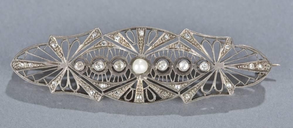 Appraisal: th th c tct diamond and pearl brooch th th