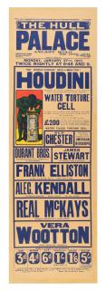 Appraisal: Houdini Harry Houdini Water Torture Cell Hull Letterpress broadside for