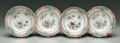 Appraisal: Four Chinese export porcelain bowls wide scalloped rims with pink