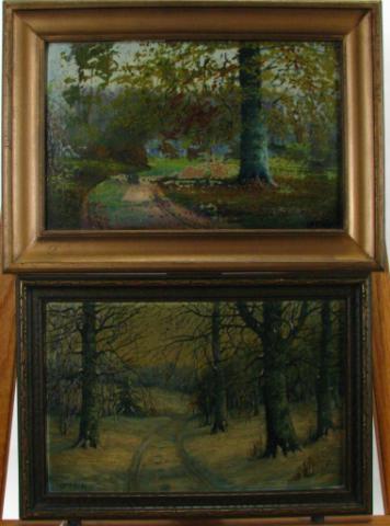 Appraisal: Carl Lotick Two Oil on Board Landscapes x Signed Lower