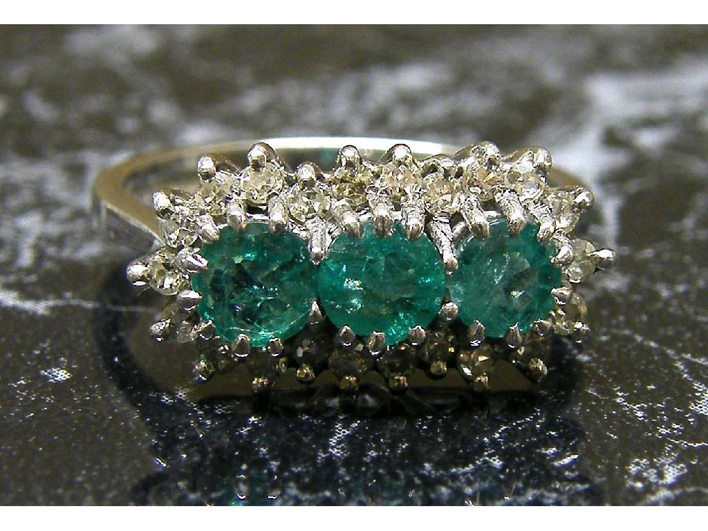 Appraisal: ct white gold emerald and diamond cluster ring gm size