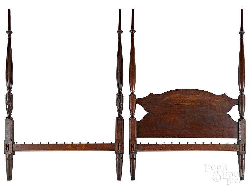 Appraisal: Federal mahogany tall post bed Exclusive on Bidsquare Federal mahogany