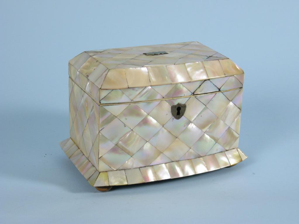 Appraisal: A th Century mother of pearl Tea Caddy with hinged