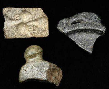 Appraisal: Stone Mold Fragment of Duck Head Figure together with an