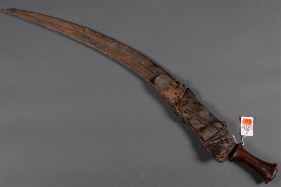 Appraisal: African curved sword with scabbard probably Sudan early th Century