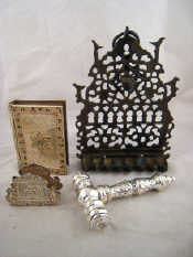 Appraisal: Judaica A mallet shaped silver pepper and salt and a