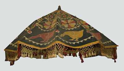 Appraisal: Umbrella Portion of a Howdah A handmade textile umbrella originally