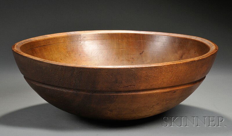 Appraisal: Turned Ash Bowl America th century with turned collar beveled