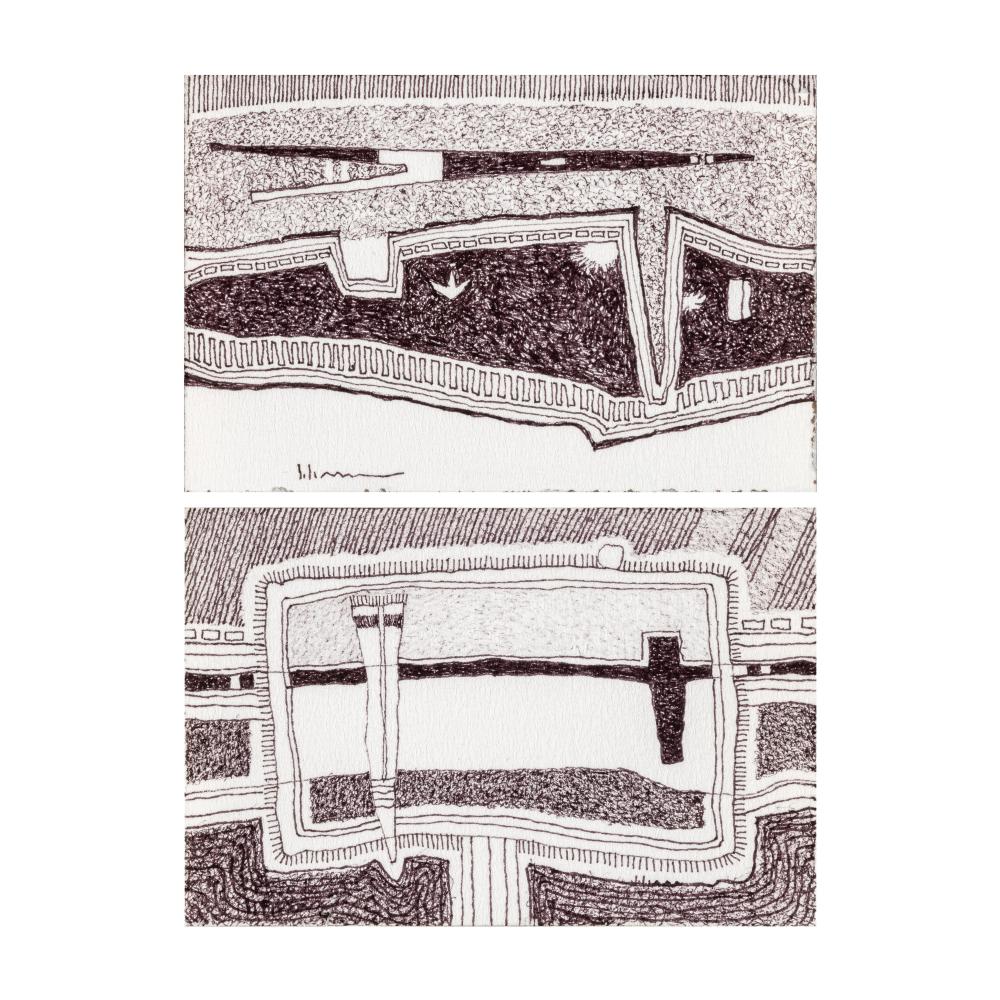 Appraisal: Charles Loloma Hopi - Pair of Original Drawings ca s