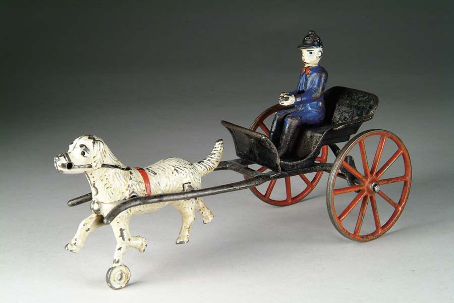 Appraisal: HARRIS DOG CART A black enamel cart w red spoke