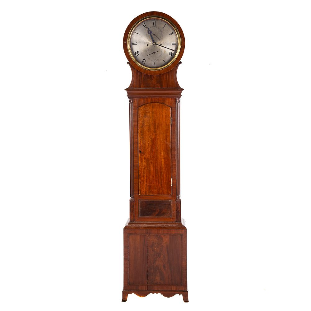 Appraisal: Scottish Regency Mahogany Tall Case Clock Circa rounded bonnet housing