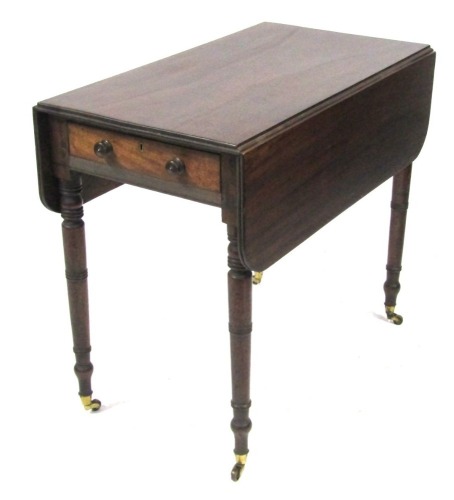 Appraisal: A late Georgian mahogany Pembroke table with single frieze drawer