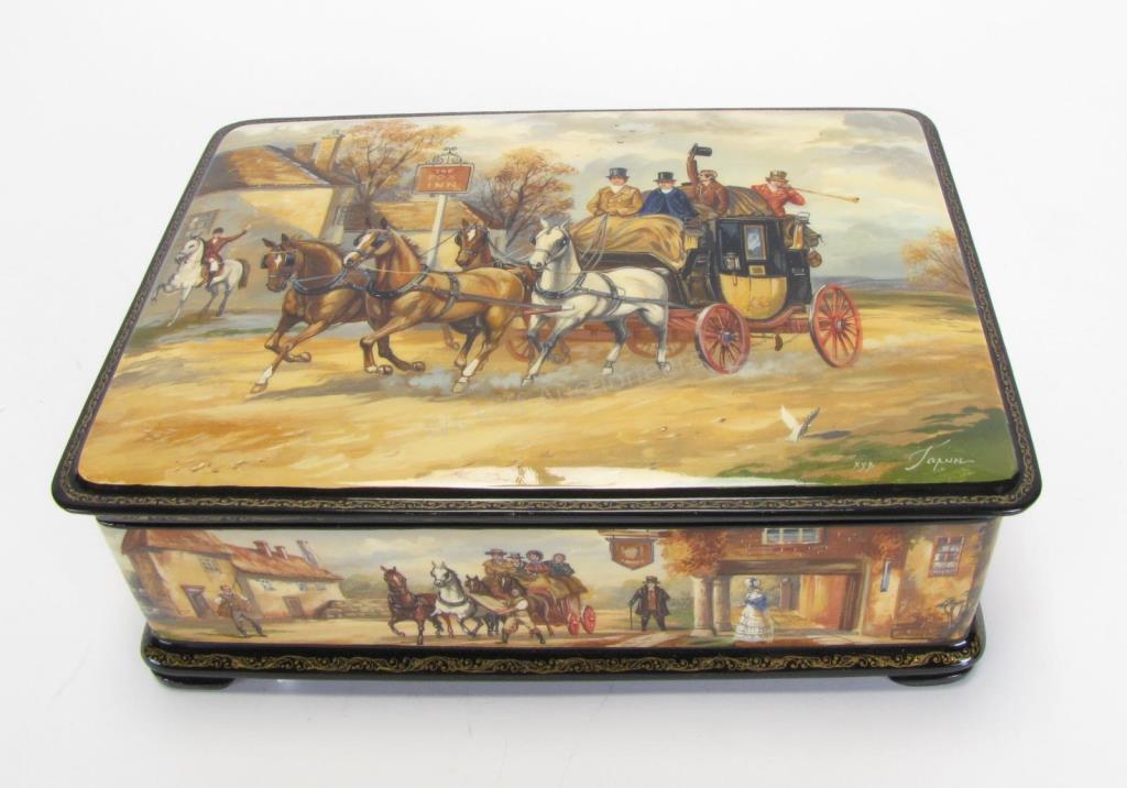 Appraisal: Kirill Garin Russian Hand Painted Lacquer Box highly detailed lacquer