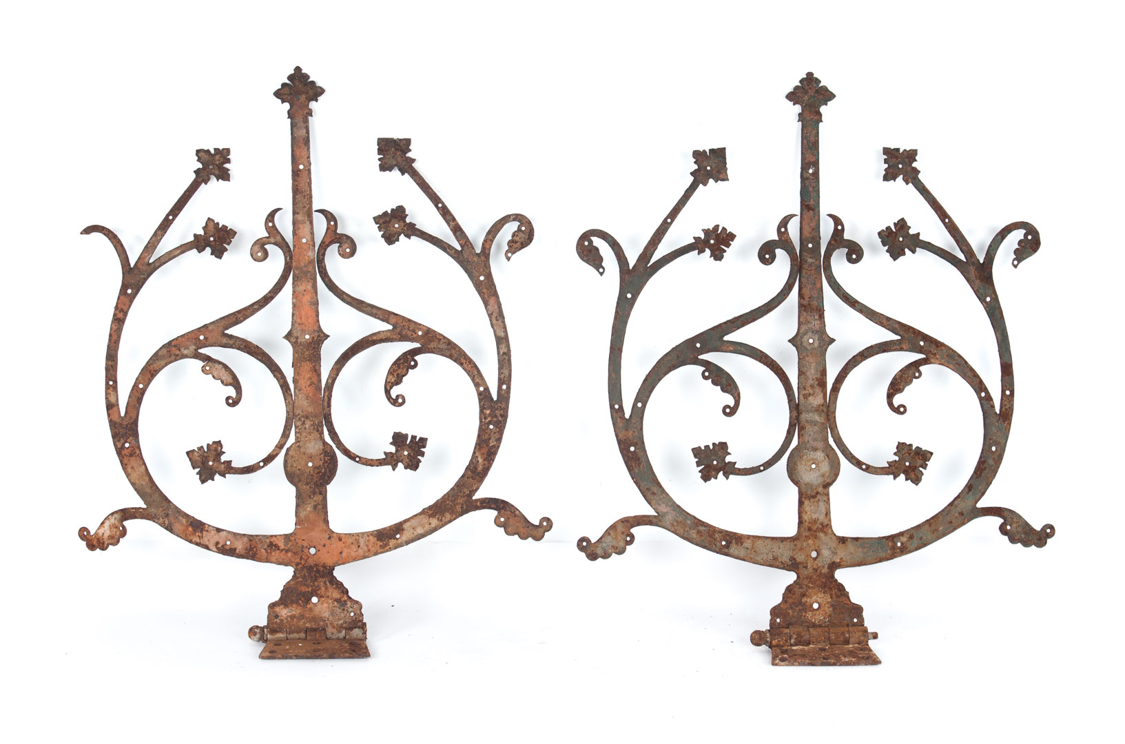 Appraisal: Pr of Art Nouveau wrought iron garden door hinges supports