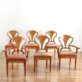 Appraisal: Set Biedermeier style walnut dining chairs Set Biedermeier style walnut