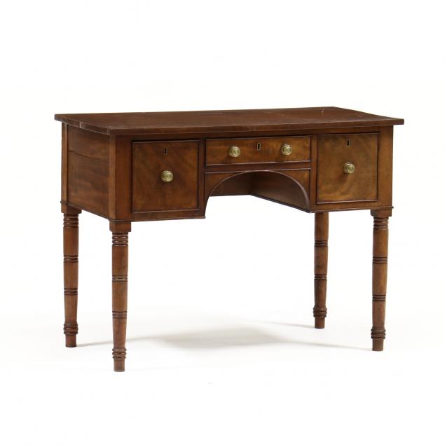 Appraisal: ENGLISH SHERATON MAHOGANY DRESSING TABLE Circa pine secondary rectangular top