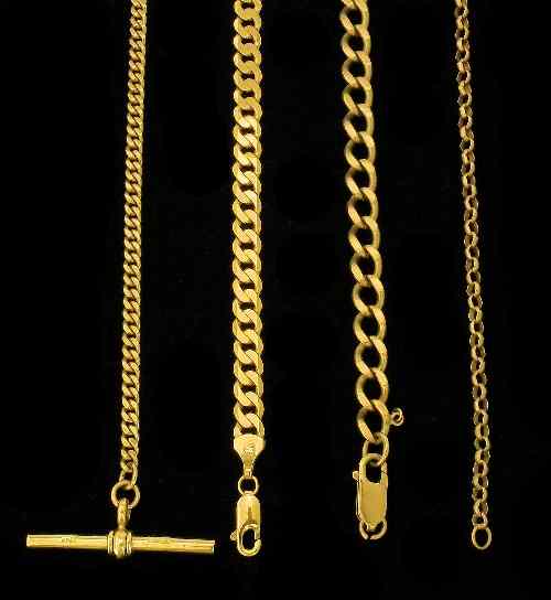 Appraisal: A modern ct gold chain link Albert with T-bar mm