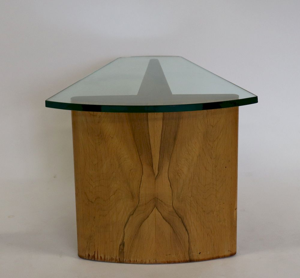 Appraisal: Midcentury Rosewood And Glass Top Table Nice grain and shape