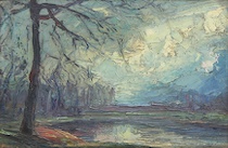 Appraisal: Pierre Abbe Cales French - Landscape in blue Oil on