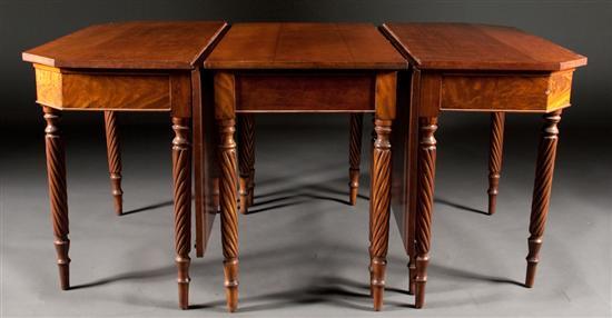 Appraisal: Federal cherrywood three-part drop leaf dining table New York first