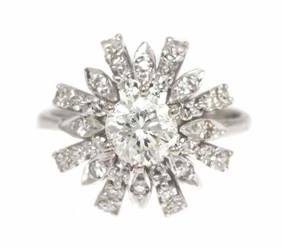 Appraisal: An Karat White Gold and Diamond Ring containing one round