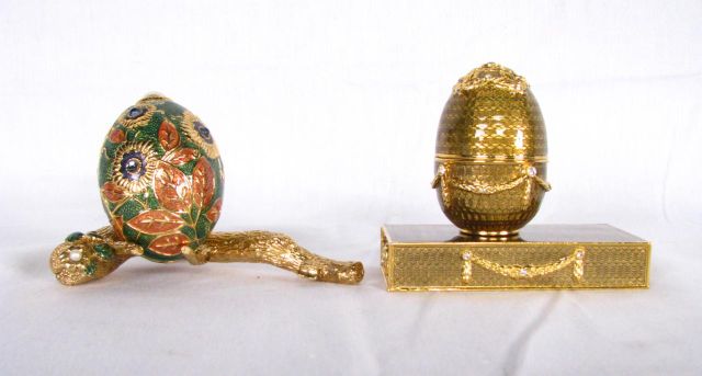 Appraisal: Edgar Berebi jeweled enameled eggs including one two-piece egg in