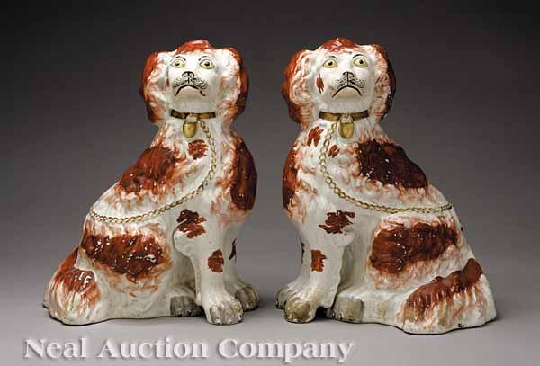 Appraisal: A Pair of Large English Staffordshire Spaniels mid- th c