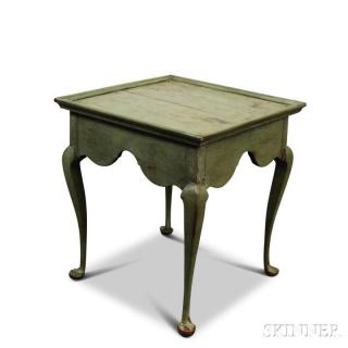 Appraisal: Queen Anne Green-painted Tea Table the square top with molded