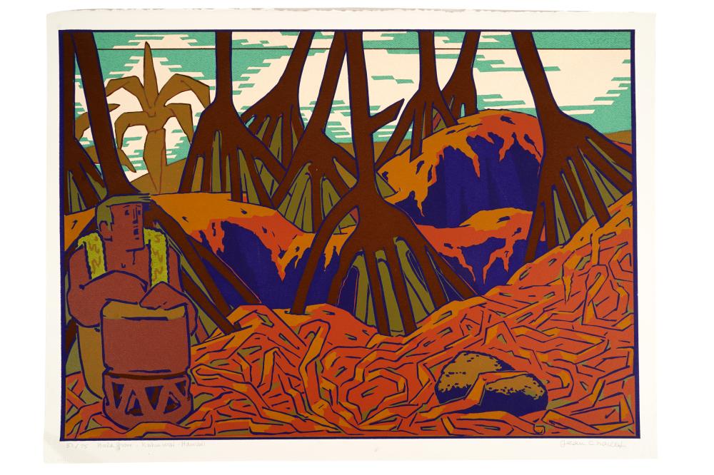 Appraisal: JEAN CHARLOT HALA GROVE KAHUWAI HAWAII serigraph on embossed paper