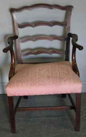 Appraisal: th Century Georgian Mahogany Open Arm Chair From an Oyster