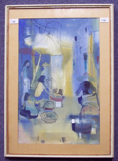 Appraisal: Thomas Yeo ' Street Scene signed and dated watercolour cm