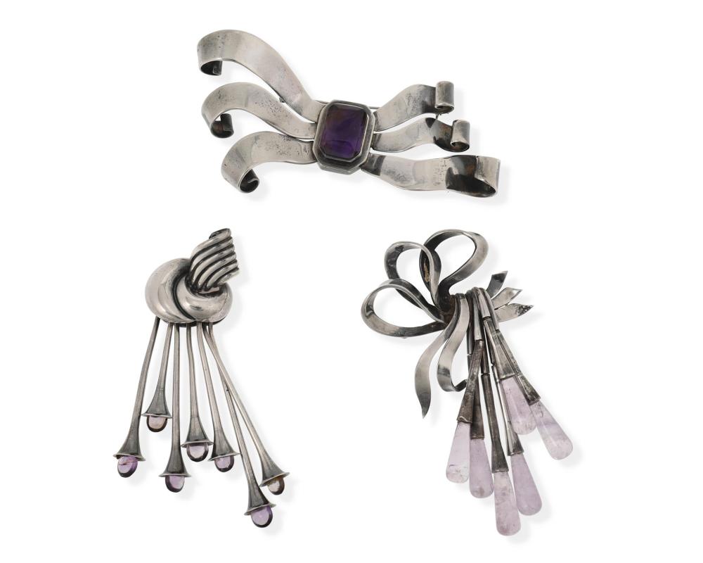 Appraisal: A group of Antonio Pineda silver and amethyst jewelry Circa