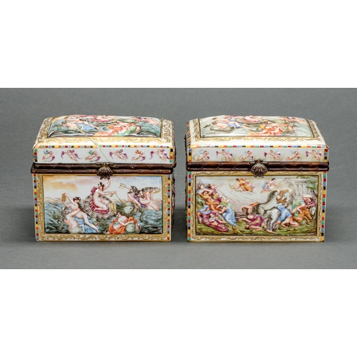 Appraisal: Two similar giltmetal mounted German porcelain caskets late th early