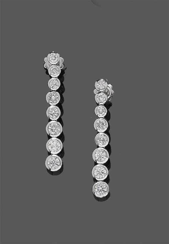 Appraisal: BRILLLIANT-CUT DIAMOND PENDANT EARRINGS White gold Elegant pendant earrings stud