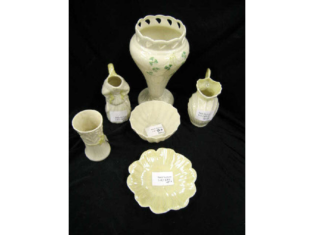 Appraisal: Pcs Irish Belleek Porcelain vase creamer sugar dish and more