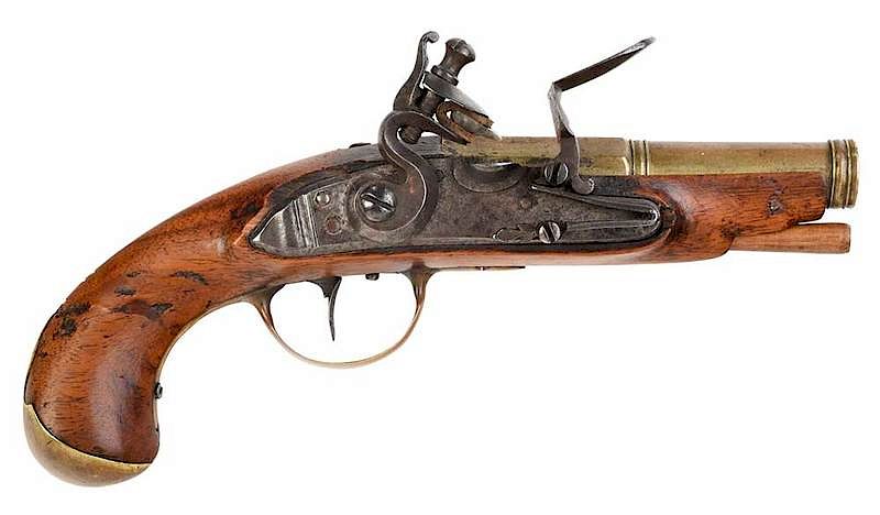 Appraisal: Small Flintlock Pistol possibly American composite early th century tapered