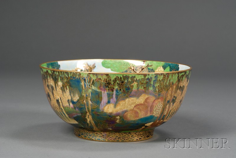 Appraisal: Wedgwood Fairyland Lustre Woodland Bridge Imperial Bowl England c Variation