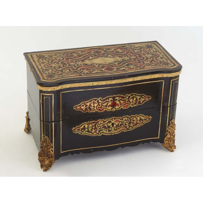 Appraisal: French Tahan Boulle Inlaid Ebonized Brass Mounted Tantalus Box th