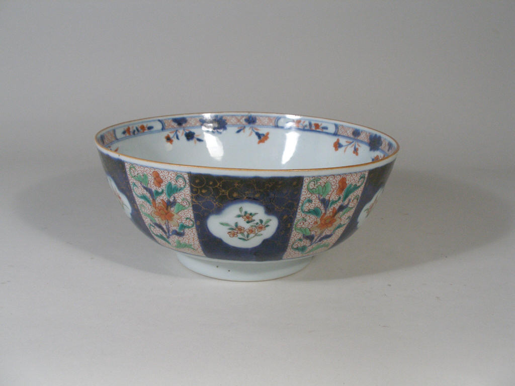 Appraisal: Imari Bowl Mid th c exterior w alternating floral panels