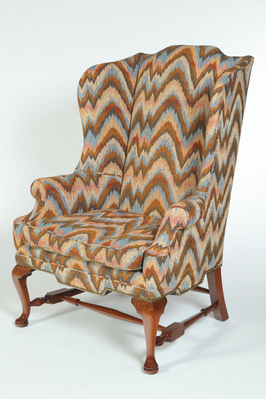 Appraisal: QUEEN ANNE -STYLE WING CHAIR American nd half- th century