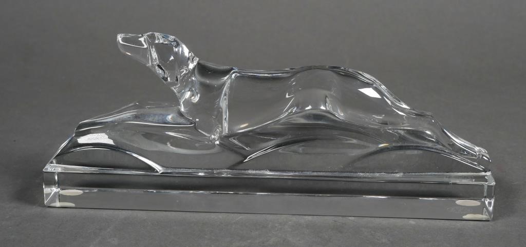 Appraisal: BACCARAT FRANCE GREYHOUND PAPERWEIGHT DOGSigned Baccarat crystal paperweight of a