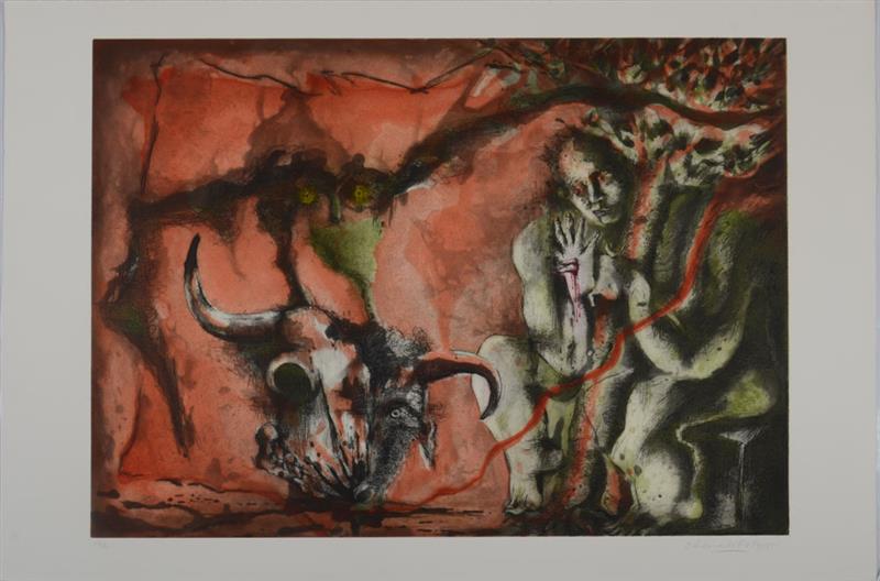 Appraisal: Chema Cobo b Sacrificio Etching and aquatint in colors on