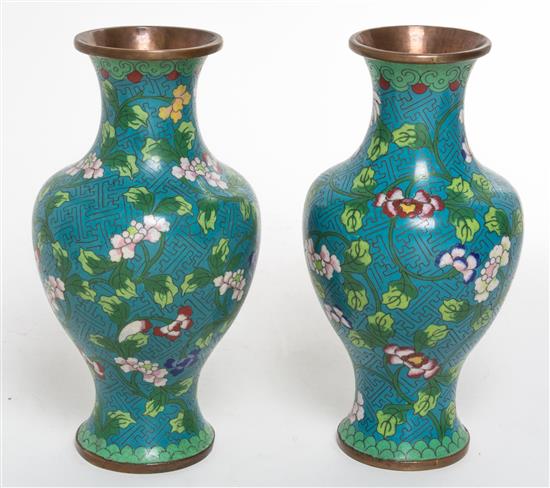 Appraisal: Sale Lot A Pair of Cloisonne Enamel Vases Height inches