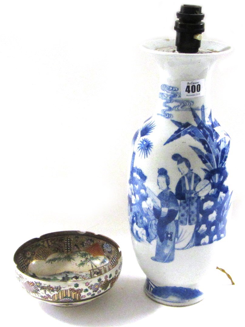 Appraisal: A Chinese blue and white baluster vase painted with two