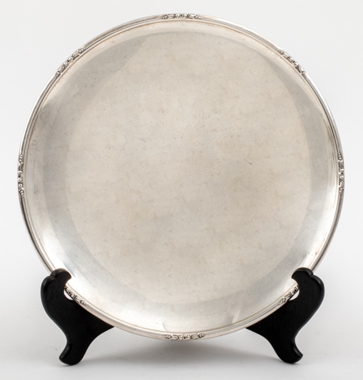 Appraisal: STERLING BY FINA ROUND SILVER TRAY Round sterling silver tray