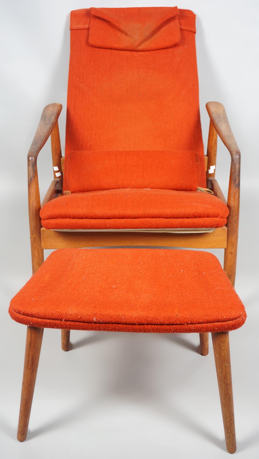 Appraisal: SOREN LADEFOGED FOR SL MOBLER TEAK ARMCHAIR AND OTTOMAN CIRCA