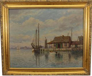 Appraisal: William Paskell - harbor scene signed T Bailey Signed lower